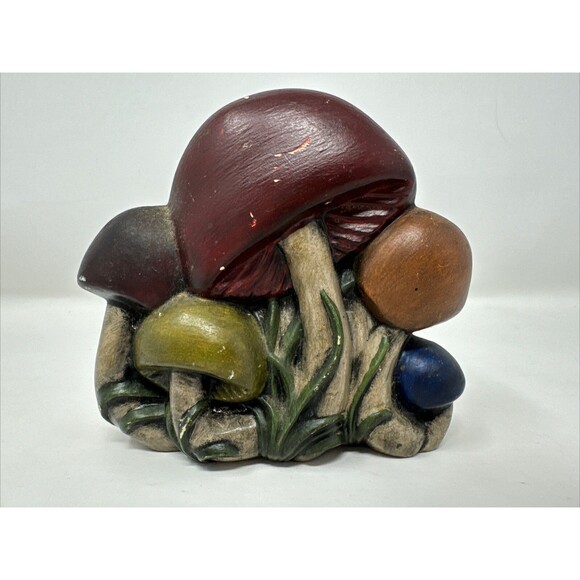 Hand Painted Vgt Mushroom Ceramic Napkin Holder 1970s MCM Letter Mail Holder - Picture 3 of 6
